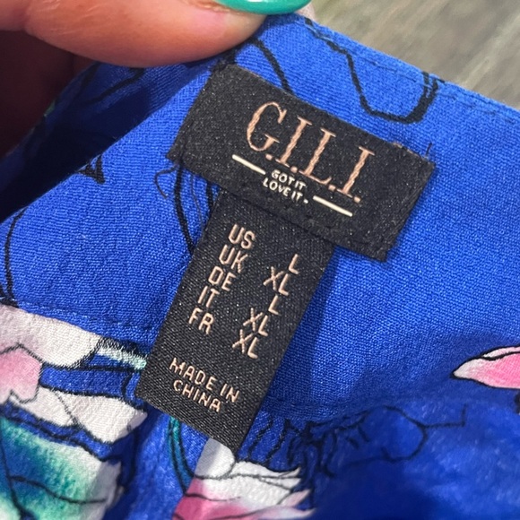 G.I.L.I. Printed Floral Duster Cardigan Open Front Long Sleeve Blue Multi Size L - Picture 8 of 8